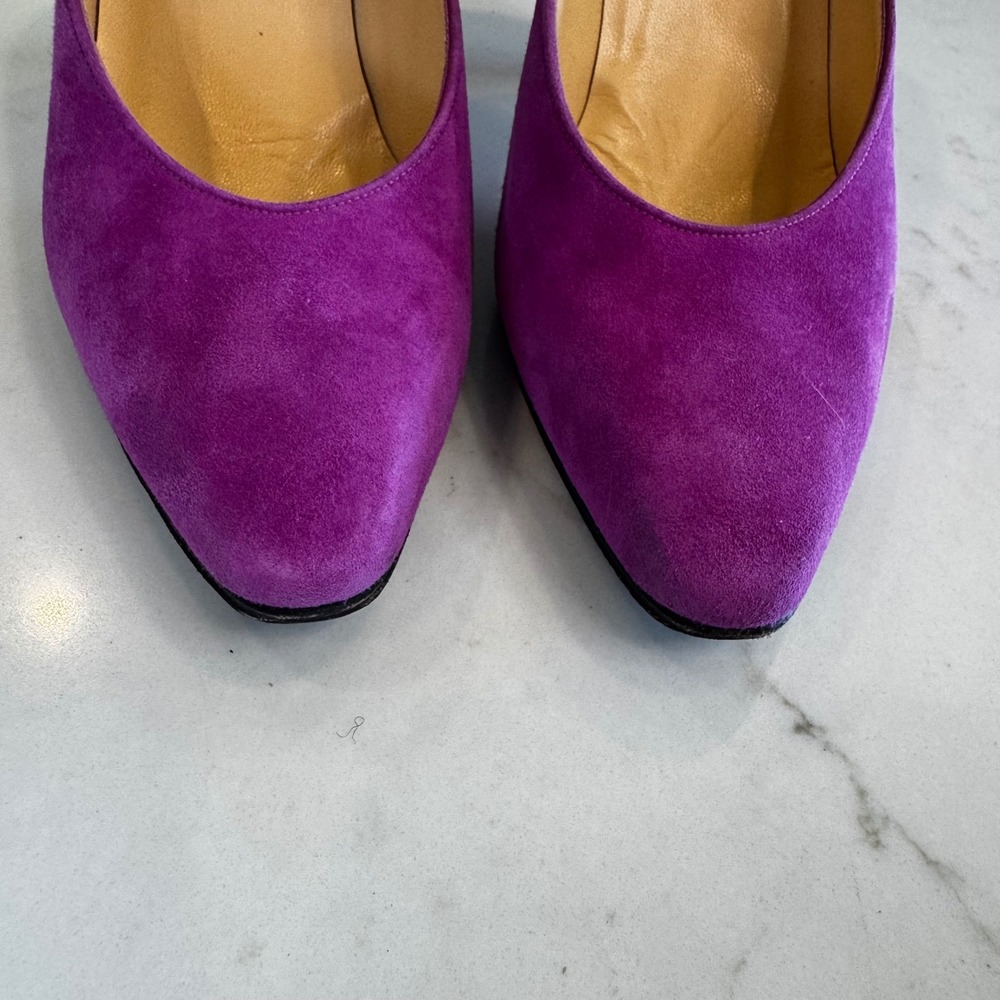 Charles Jourdan Paris Women 7.5 Fuchsia Pink Suede Pointy Toe Stiletto Heel Pump - Picture 7 of 15
